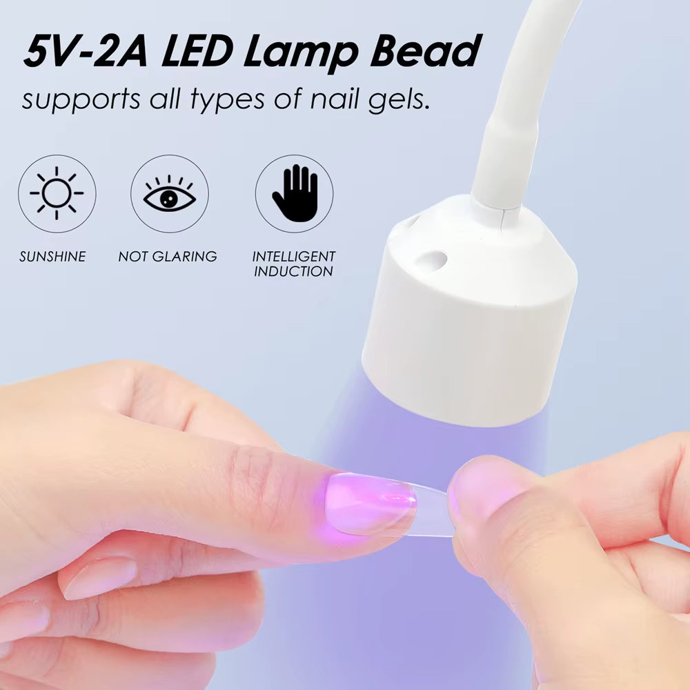 LINMANDA UV LED Nail Lamp Portable Light for Gel Nails 360 Degree Freely Adjustable Tube Nail Dryer for Nails Art Decoration