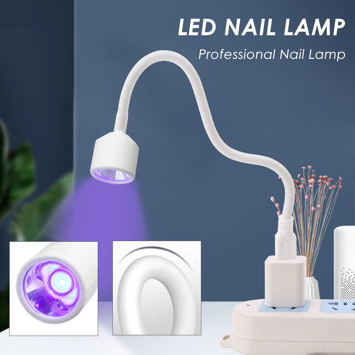 LINMANDA UV LED Nail Lamp Portable Light for Gel Nails 360 Degree Freely Adjustable Tube Nail Dryer for Nails Art Decoration